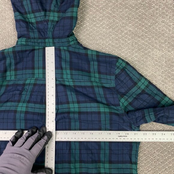 LL Bean Fleece Lined Hooded Shirt Jacket Shacket Women's Small Plaid Hoodie - Picture 8 of 10